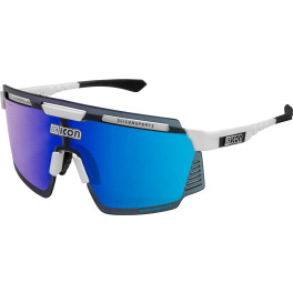 Scicon Sports Aerowatt Gafas De Sol Deportivas (blanco Lucido / Azul Espejo)