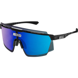 Scicon Sports Aerowatt Gafas De Sol Deportivas (negro Lucido / Azul Espejo)