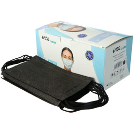 Inca Farma OP-Maske für Erwachsene, hergestellt in Spanien, Schwarz, 50 U, Unisex