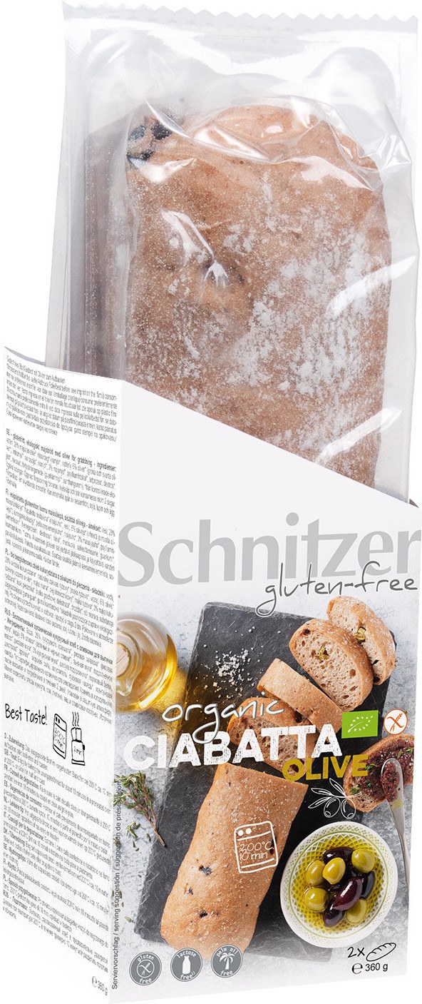 Schnitzer Pan Ciabatta Aceitunas S/g Schnitzer 360 G Schnitzer Pan Ciabatta Aceitunas S/g Schnitzer 360 G
