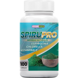 Healthy Fusion Spirupro. Espirulina Pura Y Chlorella + Vitamina C. Potente Efecto Saciante Y Detox.  Antioxidante. 100 Cápsulas