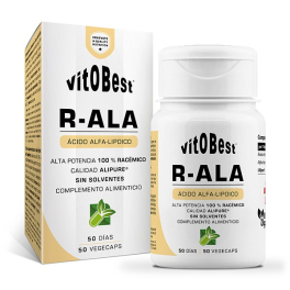VitOBest R-ALA 50 caps - Suplemento Alimenticio / Ácido Alfa-Lipoico 100% Racémico de Alta Pureza, con Tecnología Alipure®