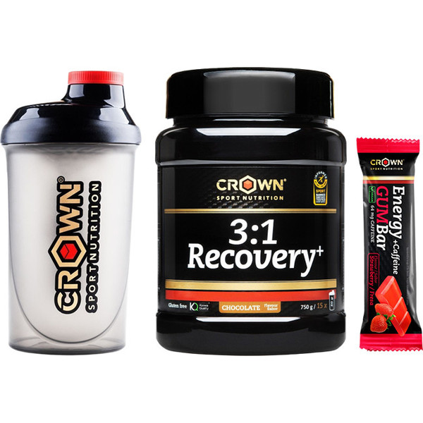 Pack REGALO Crown Sport Nutrition 3:1 Recovery+ 750 gr + Shaker Pro 500 Ml +Energy Gum Bar 1 x 30 Gr