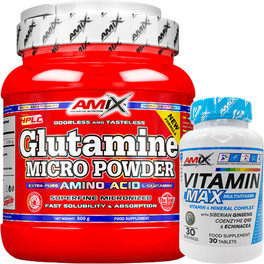 Pack REGALO Amix Glutamina Powder 500 gr + Vitamin Max 30 Caps