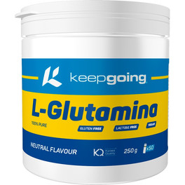 Keepgoing L-Glutamina 250 gr - Sin Gluten - Complemento Alimenticio a Base de Glutamina / Ideal para Personas que Realizan Ejercicio de Alta Intensidad