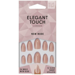Elegant Touch Core Colour 24 Nails With Glue Short Stiletto Blush Suede Unisex