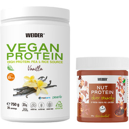 Pack REGALO Weider Vegan Protein 750 Gr - Formula Mejorada + NutProtein Crunchy Choco Vegan Spread 250 gr