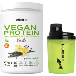 GIFT Pack Weider Vegan Protein 750 Gr - Improved Formula + Shaker Nano Vegan Green 300 ml