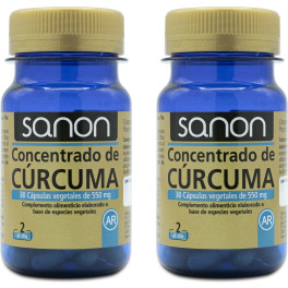 Sanon Concentrado De Cúrcuma 30 Cápsulas Vegetales De 550 Mg Pack 2