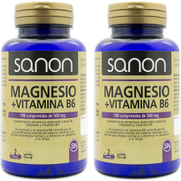 Sanon Magnesio + Vitamina B6 180 Comprimidos De 500 Mg Pack 2