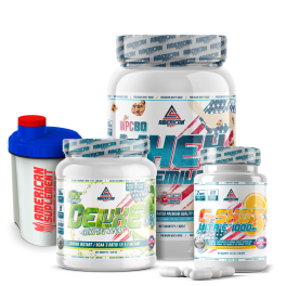 AS American Suplement - Pack Crecimiento muscular Economic  - Premium Whey Protein 900g - BCAA'S con Glutamina Deluxe - C Shot - Vitamina C - Proteína Suero de Leche - Aumentar Masa Muscular 