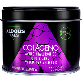 Aldous Labs Colágeno con Ácido Hialuronico, Q10, Vitaminas y Zinc 120 Cápsulas