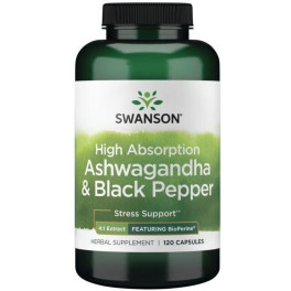 Swanson Ashwagandha de alta absorção e pimenta preta 120 cápsulas