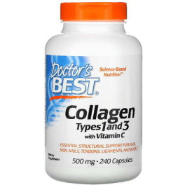 Doctors Best tipos de colágeno 1 e 3 com vitamina C 500 mg 240 cápsulas