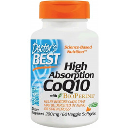 Doctors Best Coq10 de alta absorção com bioperine 200 mg 60 cápsulas vegetais