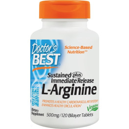 Doctors Best Larginina sustentada + liberação imediata 500 mg 120 comprimidos