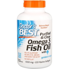 Doctors Best Purified & Clear Omega 3 Fish Oil 1000 Mg 120 Marine Softgels