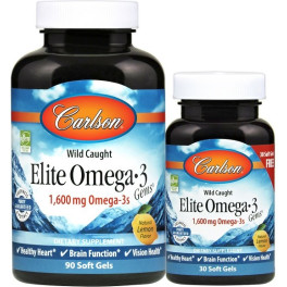 Carlson Labs Elite Omega3 Gems 1600 mg 90 + 30 cápsulas moles