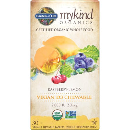 Garden Of Life Mykind Organics Vegan D3 mastigável 2000 Iu 30 tabletes vegan mastigáveis