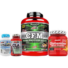 GIFT Pack Amix CFM Protein Nitro Whey 1 Kg + Glutamine Micro Powder Drink 360 gr + Vitamin Max 30 caps + Cla 30 caps