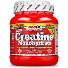 Amix Créatine Monohydrate 500 Grammes + 250 Grammes - Augmente la construction musculaire, Améliore les Performances Physiques, Idéal pour les Athlètes