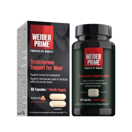 Weider Prime 60 caps - Augmente la production de testostérone / Avec extrait d'Ashwagandha, Cordyceps et Choline
