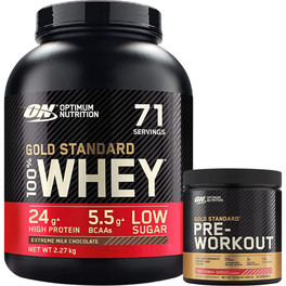 Pack REGALO Optimum Nutrition Proteína On 100% Whey Gold Standard 5 Lbs (2,27 Kg) + Gold Standard Pre-Entrenamiento Workout 330 gr