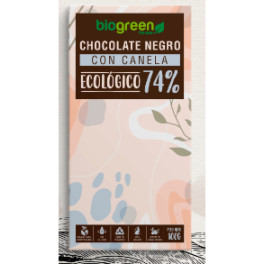 Biogreen House Tableta Chocolate Negro 74% Ecológico Canela 100 Gr