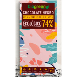 Biogreen House Tableta Chocolate Negro 74% Ecológico Jengibre Limon 100 Gr