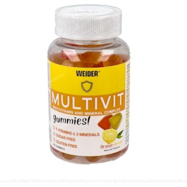 Weider Weider Multivit Up 80 Gummibärchen. Orangen- und Zitronengeschmack. Zuckerfrei und glutenfrei. Vitamin- und Mineralstoffgummis