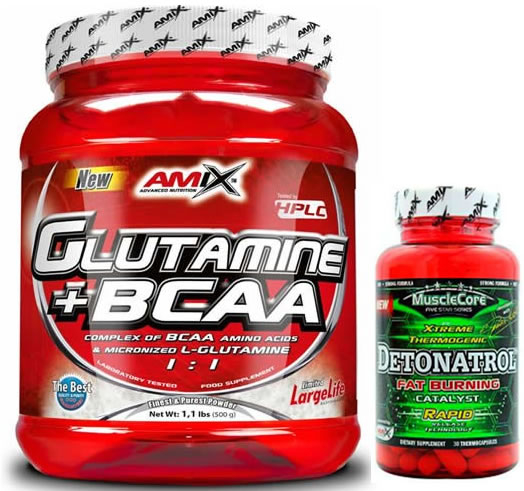 Pack Amix Glutamina + BCAA 530 gr Aminoácidos Retrasa la Fatiga + Detonatrol Fat Burner 30 caps Pack Amix Glutamina + BCAA 530 gr Aminoácidos Retrasa la Fatiga + Detonatrol Fat Burner 30 caps