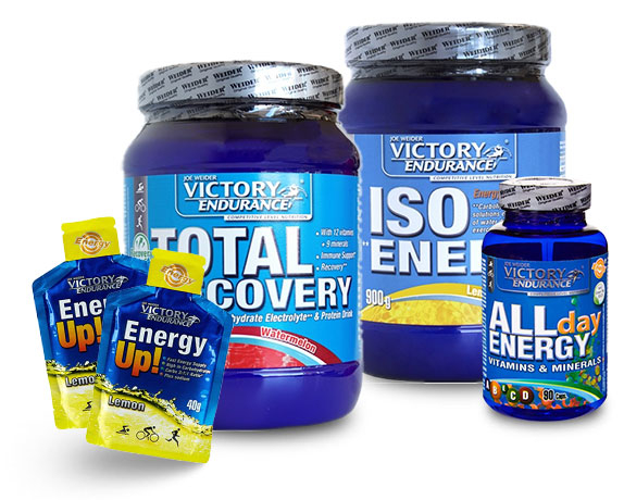 Pack Victory Endurance Total Recovery 750 gr + Iso Energy 900 gr + All Day Energy 90 caps + Energy Up! Gel 2 geles x 40 gr Pack Victory Endurance Total Recovery 750 gr + Iso Energy 900 gr + All Day Energy 90 caps + Energy Up! Gel 2 geles x 40 gr