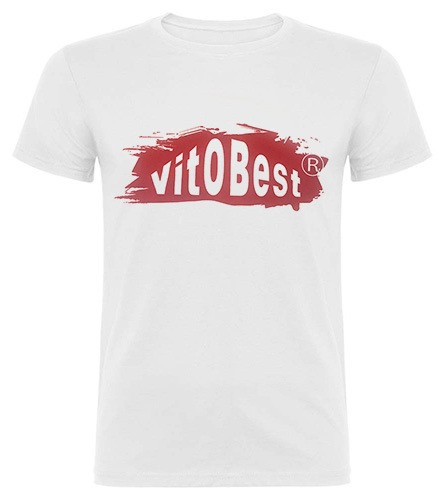 VitOBest Camiseta Manga Corta Hombre - Blanca y Roja VitOBest Camiseta Manga Corta Hombre - Blanca y Roja
