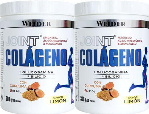 Pack Weider Joint Colageno + Glucosamina + Silicio 2 botes x 300 gr Pack Weider Joint Colageno + Glucosamina + Silicio 2 botes x 300 gr
