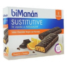 BiManan Sustitutive Barritas Chocolate Negro con Naranja 8 barritas x 40 gr