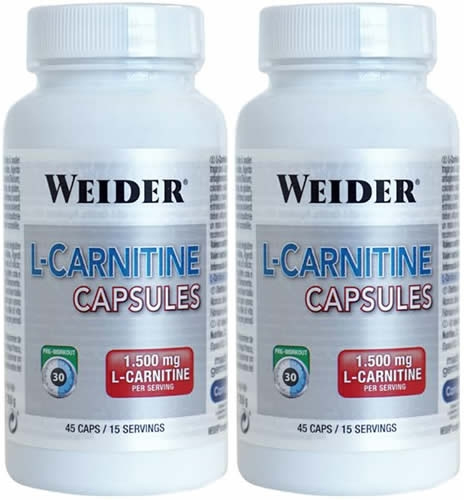 Pack Weider L-Carnitina Capsules 45 caps 2 botes x 45 caps Pack Weider L-Carnitina Capsules 45 caps 2 botes x 45 caps