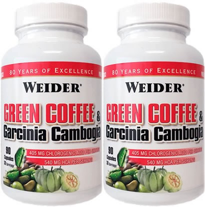 Pack Weider Green Coffee & Garcinia Cambogia 2 botes x 90 caps Pack Weider Green Coffee & Garcinia Cambogia 2 botes x 90 caps