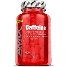 Amix Caffeine 200 Milligrams + Taurine 90 Capsules - Improves Resistance - Food Supplement With Caffeine