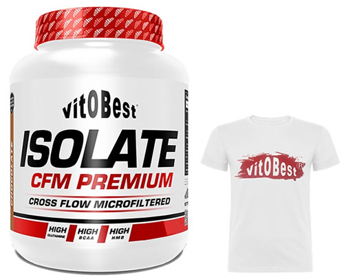 Pack VitOBest Isolate CFM Premium 1.814 kg + Camiseta Manga Corta Hombre - Blanca y Roja Pack VitOBest Isolate CFM Premium 1.814 kg + Camiseta Manga Corta Hombre - Blanca y Roja