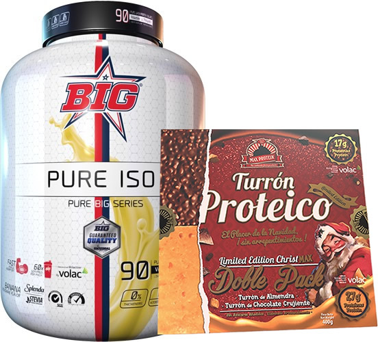 Pack BIG Pure Iso Pure Big Series 1.8 kg + Max Protein Turron Proteico Edicion Limitada Christmax Doble Pack 400 gr Pack BIG Pure Iso Pure Big Series 1.8 kg + Max Protein Turron Proteico Edicion Limitada Christmax Doble Pack 400 gr