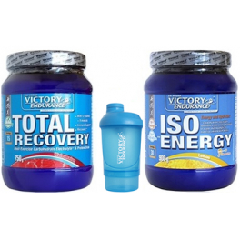 Pack Victory Endurance Total Recovery 750 gr + Iso Energy (Isotonico) 900 gr + Shaker Mezclador Azul - 500 ml Pack Victory Endurance Total Recovery 750 gr + Iso Energy (Isotonico) 900 gr + Shaker Mezclador Azul - 500 ml
