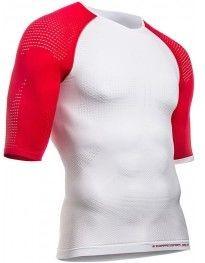 Compressport ON/OFF Camiseta Compresión Manga Corta Blanco-Rojo Compressport ON/OFF Camiseta Compresión Manga Corta Blanco-Rojo