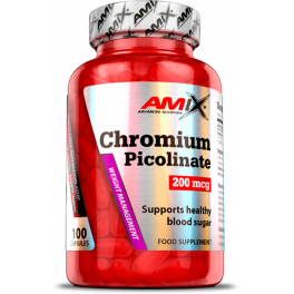 Amix Chromium Picolinate 100 Cápsulas - Suplemento de Mineral de Cromo - Mantiene la Masa Muscular / Ayuda a Regular el Nivel de Azúcar