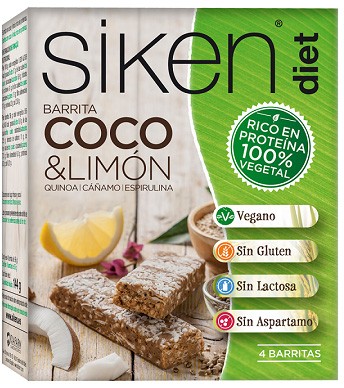 Siken Diet Barrita de Coco & Limón 4 Barritas x 36 gr Siken Diet Barrita de Coco & Limón 4 Barritas x 36 gr