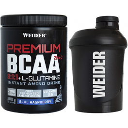 Pack Weider Premium BCAA Zero 8:1:1 + L-Glutammina 500 gr + Shaker Nano Black 300 ml