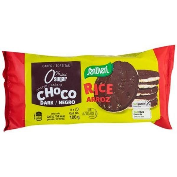 Santiveri Tortitas Arroz Chocolate Negro - 100 Gramos X 8 Unidades - Sin Gluten