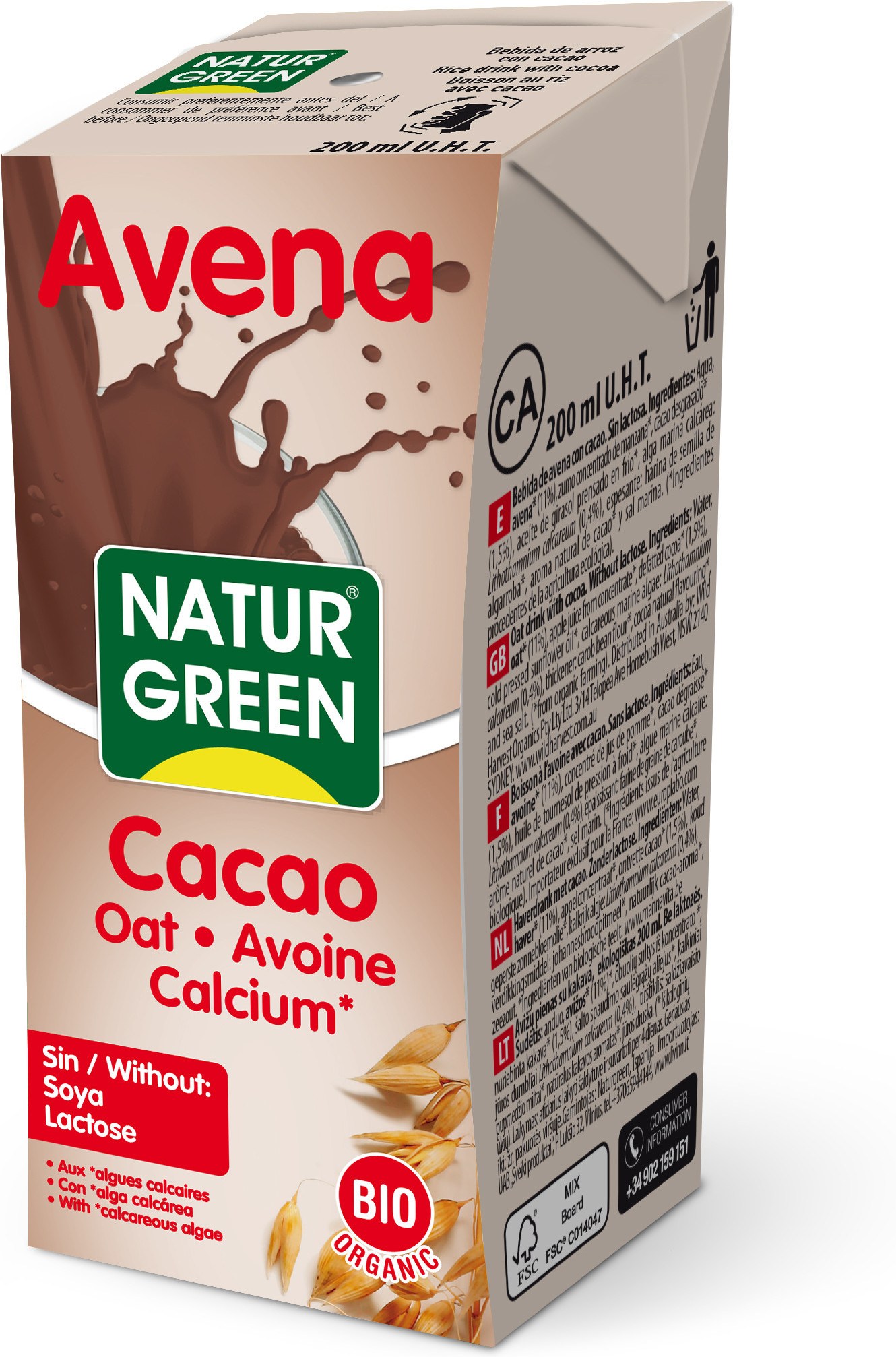 Naturgreen Naturgeen Bebida Avena Chocolate 200 Ml Naturgreen Naturgeen Bebida Avena Chocolate 200 Ml