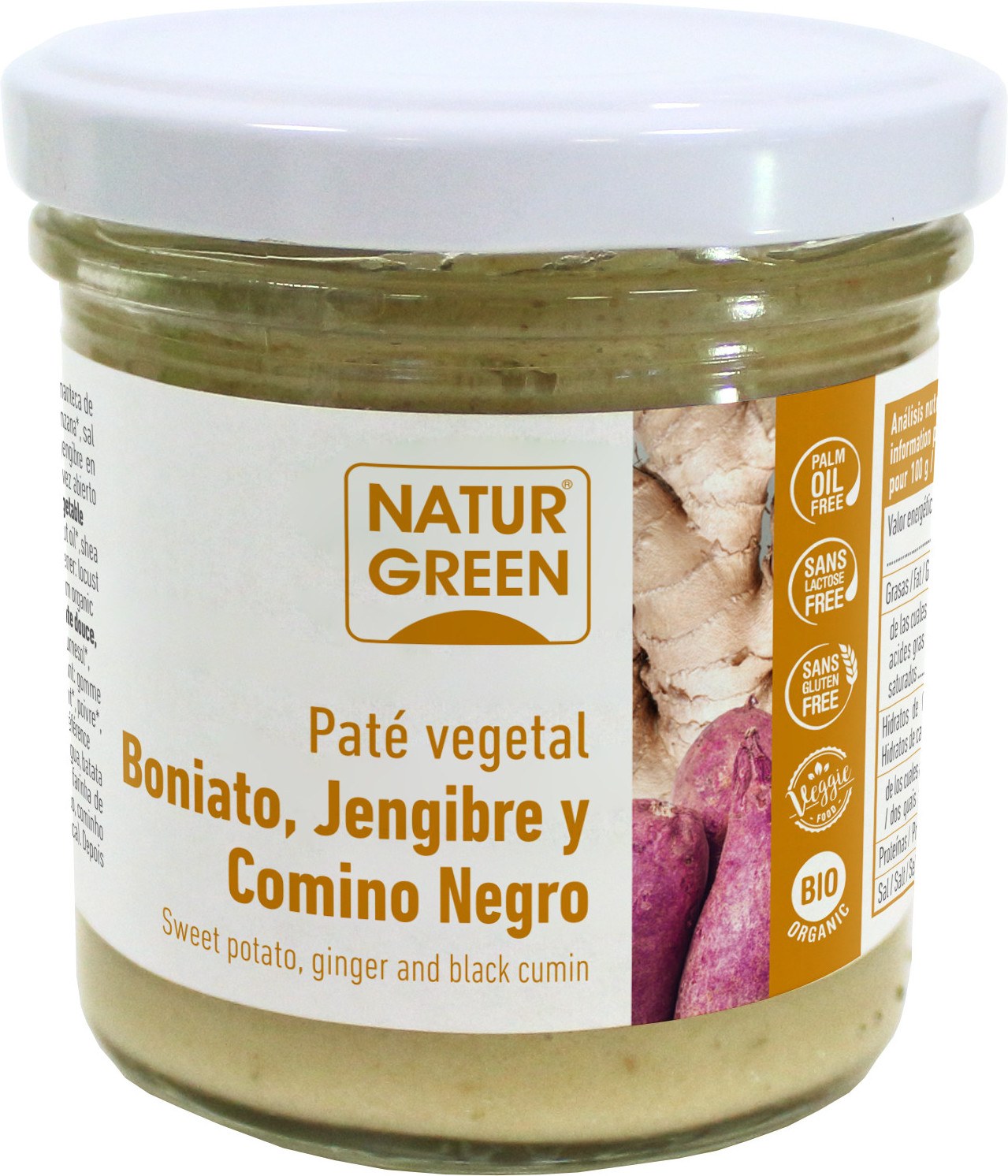 Naturgreen Pate De Boniato, Jengibre Y Comino Negro Bio 130g Naturgreen Pate De Boniato, Jengibre Y Comino Negro Bio 130g