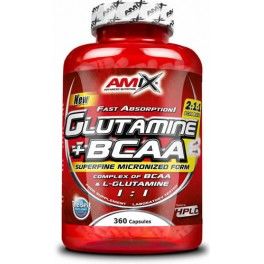 Amix Glutamin + BCAA + 360 Kapseln - Aminosäuren zur Muskelregeneration, ideal für Sportler