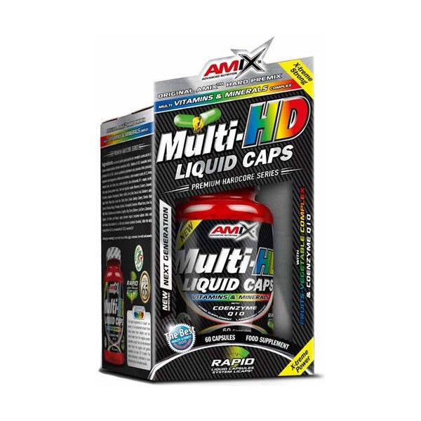 Amix Multi-HD Liquid Caps 60 Kapseln - Multivitaminpräparat angereichert mit Obst und Gemüse + Enthält Coenzym Q10